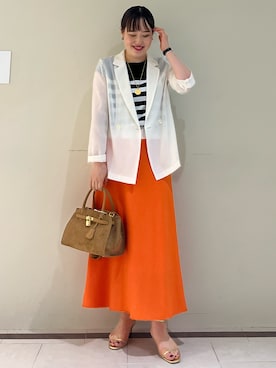 「アイテム（テーラードジャケット、ホワイト系）」を使った、SAYAKAさん（レディース・163cm）の夏コーディネート