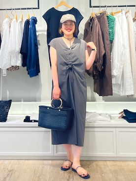 「NOLLEY’S（ノーリーズ）のアイテム（帽子）」を使った、SAYAKAさん（レディース・163cm）の夏コーディネート
