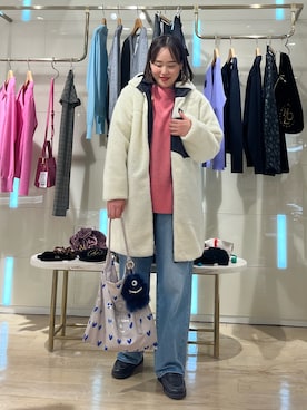 「アイテム（エコバッグ/サブバッグ）」を使った、SAYAKAさん（レディース・163cm）の冬コーディネート