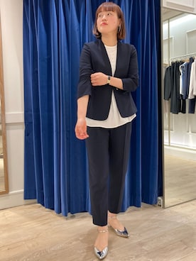 「NOLLEY'S」｜「アイテム（ノーカラージャケット）」を使った、SAYAKAさん（レディース・163cm）の春コーディネート
