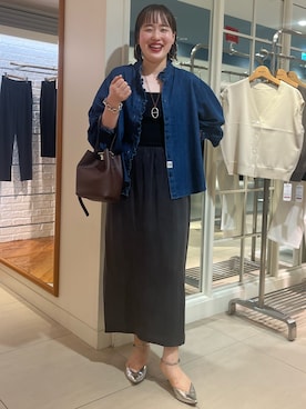 「デニムシャツ」｜SAYAKAさん（レディース・163cm）の夏コーディネート