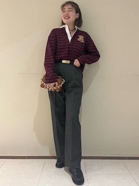 「ラガーシャツ」｜SAYAKAさん（レディース・163cm）の秋コーディネート