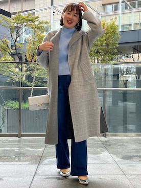 「NOLLEY’S Sophi（ノーリーズソフィ）のアイテム（ノーカラーコート）」を使った、SAYAKAさん（レディース・163cm）の秋コーディネート