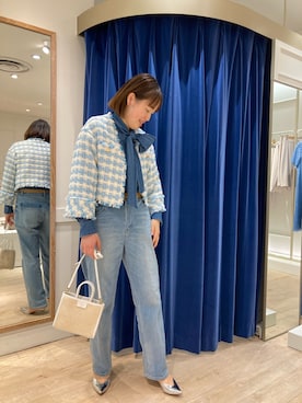 「NOLLEY'S」｜「アイテム（ノーカラージャケット）」を使った、SAYAKAさん（レディース・163cm）の冬コーディネート