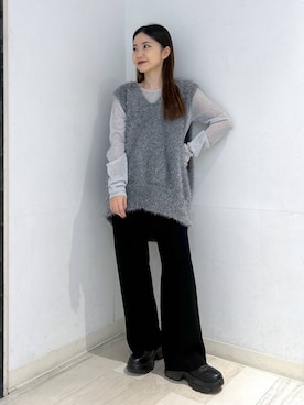 「LOWRYS FARM（ローリーズファーム）のボタンシャギーベスト　133789（ベスト）」を使った、たのさん（レディース・148cm）の秋コーディネート