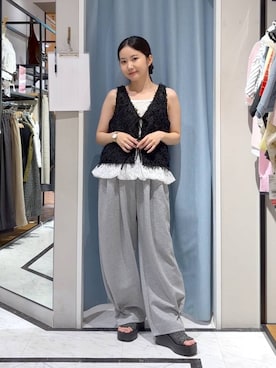 「LOWRYS FARM（ローリーズファーム）のカットイージーコクーンパンツ　292362（スウェットパンツ、グレー系）」を使った、たのさん（レディース・148cm）の夏コーディネート