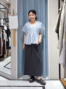 「LOWRYS FARM（ローリーズファーム）のカットリブタイトスカート　103920（スカート、グレー系）」を使った、たのさん（レディース・148cm）の春コーディネート