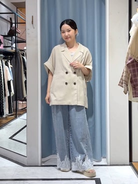 「アイテム（シュシュ、ブルー系）」を使った、たのさん（レディース・148cm）の秋コーディネート