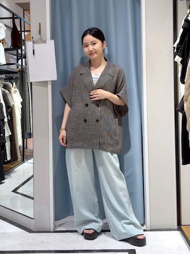 「LOWRYS FARM（ローリーズファーム）のカンドウフィットＫｎｉｔサンダル 637889（サンダル、ブラック系）」を使った、たのさん（レディース・148cm）の夏コーディネート