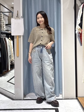 「LOWRYS FARM（ローリーズファーム）のレースデニム　601055（デニムパンツ、ブルー系）」を使った、たのさん（レディース・148cm）の春コーディネート
