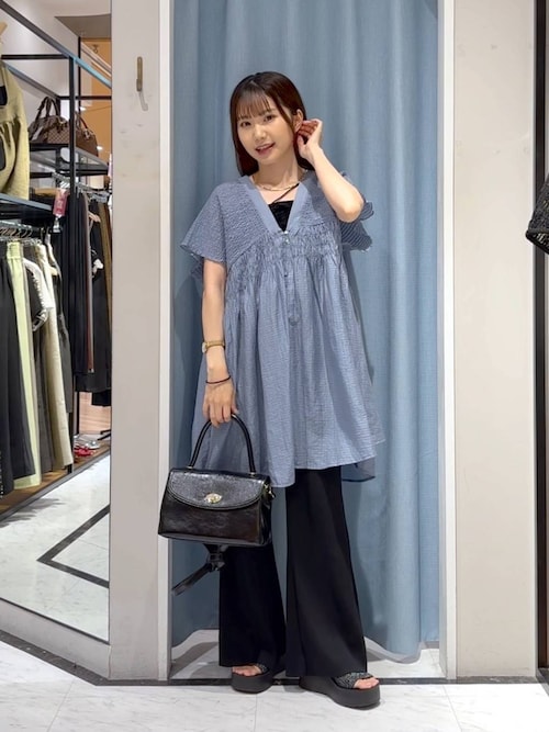 ブラウス シャツ シャーリングチュニックフレンチスリーブ　 581468 レディース LOWRYS FARM ブラウス シャツ シャーリングチュニックフレンチ