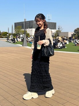 「アイテム（ヘアアクセサリー、ブラック系）」を使った、たのさん（レディース・148cm）の春コーディネート