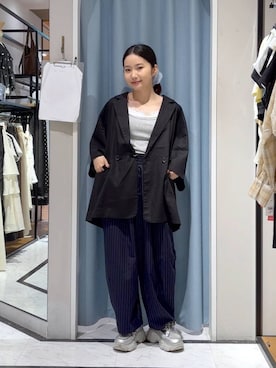 「LOWRYS FARM（ローリーズファーム）のイージーワイドコクーンパンツ 327286（その他パンツ、ブルー系）」を使った、たのさん（レディース・148cm）の夏コーディネート