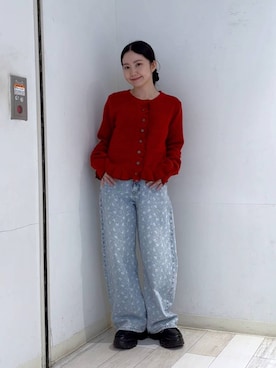 「LOWRYS FARM（ローリーズファーム）のアソートデコレーションデニム　1067725（デニムパンツ、ブルー系）」を使った、たのさん（レディース・148cm）の秋コーディネート