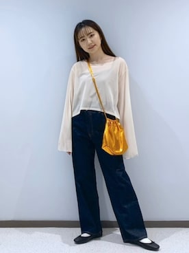 「アイテム（バッグ、オレンジ系）」を使った、たのさん（レディース・148cm）の春コーディネート