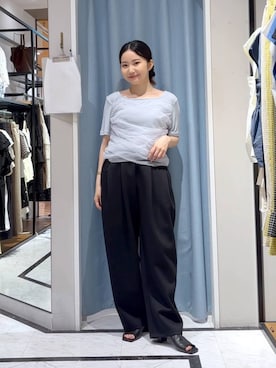 「LOWRYS FARM（ローリーズファーム）のチュールレイヤードＳＳ 1032082（Tシャツ/カットソー、ブルー系）」を使った、たのさん（レディース・148cm）の夏コーディネート