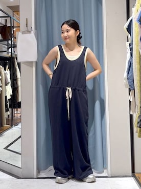 「LOWRYS FARM（ローリーズファーム）のスタイルＵＰクロスカップキャミ　100757（Tシャツ/カットソー、ホワイト系）」を使った、たのさん（レディース・148cm）の夏コーディネート