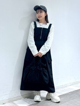 「LOWRYS FARM（ローリーズファーム）のチェーンネックレス　976398（ネックレス）」を使った、たのさん（レディース・148cm）の冬コーディネート