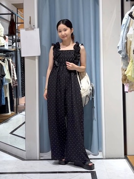 「LOWRYS FARM（ローリーズファーム）のカンドウフィットＫｎｉｔサンダル 637889（サンダル、ホワイト系）」を使った、たのさん（レディース・148cm）の夏コーディネート