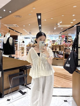 「LOWRYS FARM（ローリーズファーム）のカットイージーコクーンパンツ　292362（スウェットパンツ、グレー系）」を使った、たのさん（レディース・148cm）の夏コーディネート