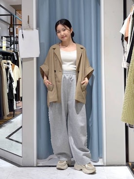 「LOWRYS FARM（ローリーズファーム）のカットイージーコクーンパンツ　292362（スウェットパンツ、グレー系）」を使った、たのさん（レディース・148cm）の春コーディネート