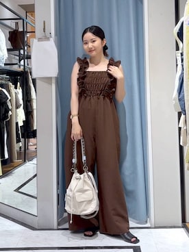 「LOWRYS FARM（ローリーズファーム）のＢＡＧハンドルコード　1009803（その他小物、ブラウン系）」を使った、たのさん（レディース・148cm）の夏コーディネート