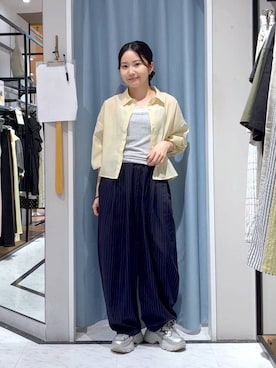 「LOWRYS FARM（ローリーズファーム）のイージーワイドコクーンパンツ 327286（その他パンツ、ブルー系）」を使った、たのさん（レディース・148cm）の春コーディネート