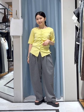 「LOWRYS FARM（ローリーズファーム）のカットイージーコクーンパンツ　292362（スウェットパンツ、グレー系）」を使った、たのさん（レディース・148cm）の夏コーディネート