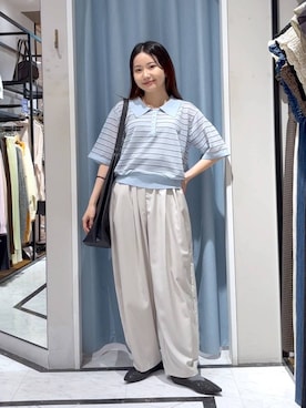 「LOWRYS FARM（ローリーズファーム）のヤワラカルイ２ＷＡＹショルダーＢＡＧ 115210（ショルダーバッグ、ブラック系）」を使った、たのさん（レディース・148cm）の春コーディネート