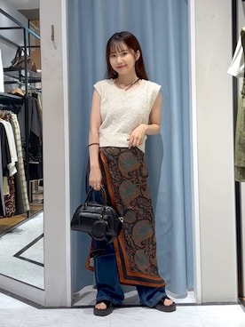 「アイテム（アクセサリー、ベージュ系）」を使った、たのさん（レディース・148cm）の夏コーディネート