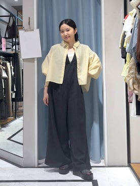 「LOWRYS FARM（ローリーズファーム）のスタイルＵＰクロスカップキャミ　100757（Tシャツ/カットソー、ホワイト系）」を使った、たのさん（レディース・148cm）の夏コーディネート