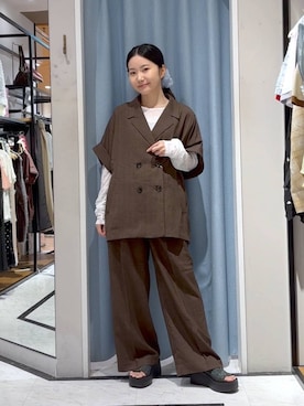 「LOWRYS FARM（ローリーズファーム）のクシュクシュレースプルオーバーＬＳ 1052797（Tシャツ/カットソー、ホワイト系）」を使った、たのさん（レディース・148cm）の夏コーディネート