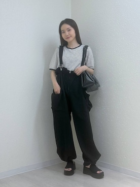 「低身長」｜「アイテム（サロペット/オーバーオール）」を使った、たのさん（レディース・148cm）の夏コーディネート