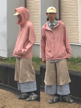 「REMAKE ITEMの¥0(拾ったカッパから自作)（パンツ、ベージュ系）」を使った、なつをさん（メンズ・179cm）の秋コーディネート