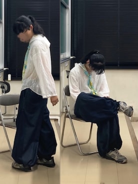 「REMAKE ITEMのおさがりと210円分でリメイク（デニムパンツ、ブルー系）」を使った、なつをさん（メンズ・179cm）の秋コーディネート