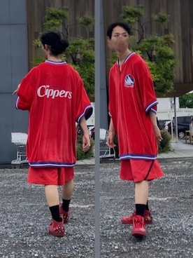 「NIKE（ナイキ）のcustomized(ワッペン+¥401) ¥495 ジョーダン インスティゲーター（スニーカー、レッド系）」を使った、なつきさん（メンズ・179cm）の夏コーディネート