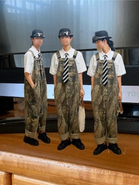 「アイテム（オールインワン・サロペット、ベージュ系）」を使った、朧気ながらなっつさん（メンズ・179cm）の秋コーディネート