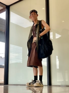 「アイテム（メッセンジャーバッグ）」を使った、朧気ながらなっつさん（メンズ・179cm）の夏コーディネート