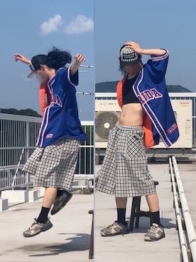「GU（ジーユー）のアイテム（帽子）」を使った、なつきさん（メンズ・179cm）の夏コーディネート