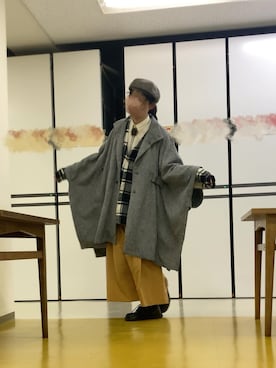 「アイテム（ポンチョ）」を使った、朧気ながらなっつさん（メンズ・179cm）の秋コーディネート