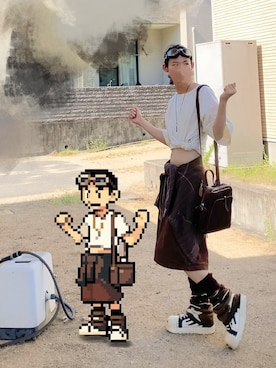 「アイテム（スニーカー）」を使った、朧気ながらなっつさん（メンズ・179cm）の夏コーディネート