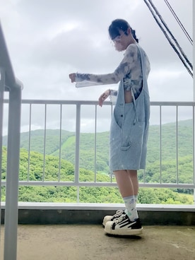 「アイテム（サロペット/オーバーオール）」を使った、朧気ながらなっつさん（メンズ・179cm）の夏コーディネート