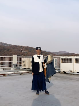 「アイテム（帽子、ブルー系）」を使った、朧気ながらなっつさん（メンズ・179cm）の冬コーディネート