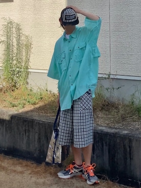 「GU（ジーユー）のアイテム（帽子）」を使った、なつきさん（メンズ・179cm）の夏コーディネート