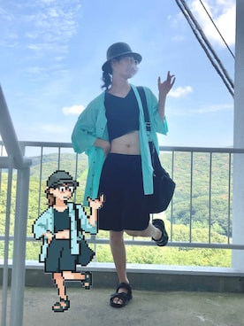 「ストローハット」｜「アイテム（帽子）」を使った、朧気ながらなっつさん（メンズ・179cm）の夏コーディネート