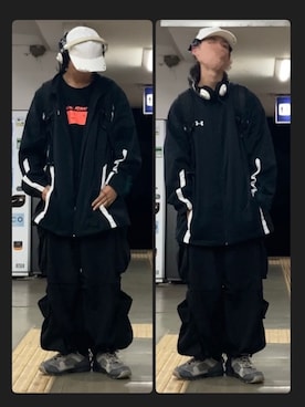 「UNDER ARMOUR（アンダーアーマー）の¥100（ジャージ、ブラック系）」を使った、なつき(旧なっつ)さん（メンズ・179cm）の春コーディネート