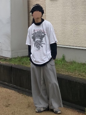 「CROOKS & CASTLES（クルックスアンドキャッスルズ）の¥110（Tシャツ/カットソー、ホワイト系）」を使った、なつをさん（メンズ・179cm）の秋コーディネート