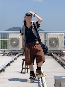 「アイテム（メガネ、ゴールド系）」を使った、なつきさん（メンズ・179cm）の夏コーディネート