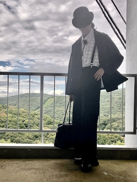 「アイテム（サスペンダー）」を使った、朧気ながらなっつさん（メンズ・179cm）の秋コーディネート