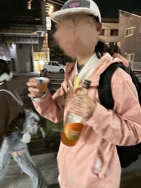 「Kyoto Great Roundの¥550（キャップ、ホワイト系）」を使った、なつきさん（メンズ・179cm）の春コーディネート